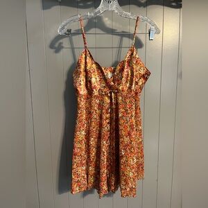 Vintage Y2K Victorias Secret Brown floral silk scalloped babydoll lingerie dress